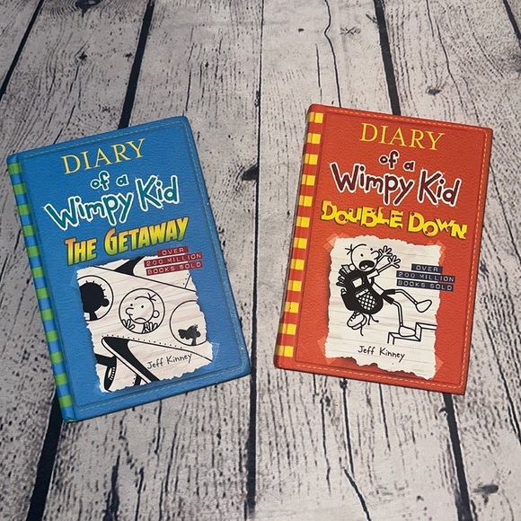 Diary of a Wimpy Kid Double Down & Get Away by Jeff Kinney 2 HARD COVER BOOKS - Picture 1 of 9